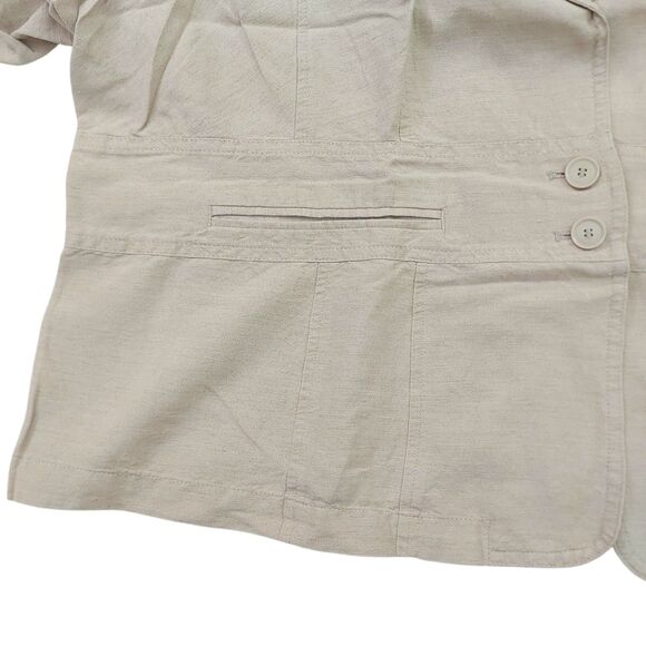 Lane Bryant Linen Blend Jacket Blazer Womens 20 Beige Two Button Work Casual - Picture 3 of 13